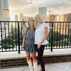 Blue patterned MISA dress